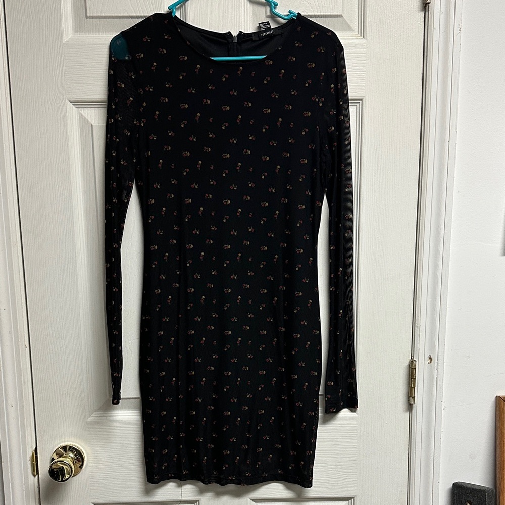 Forever 21 Black Dress with Floral Pattern